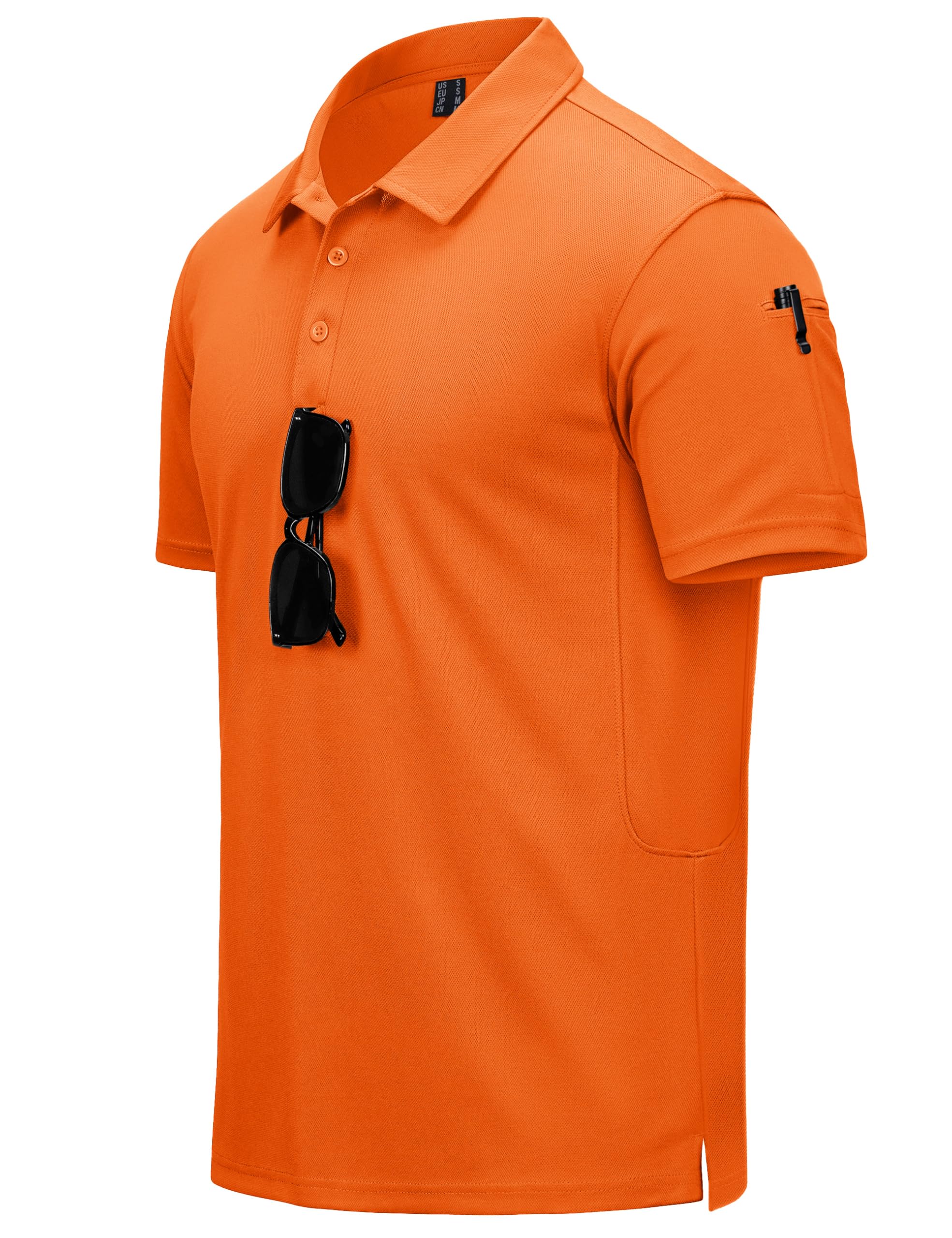 CRYSULLY Mens Polo Shirts Short Sleeve Quick Dry Performance Tactical Collared Shirts Pique Jersey Golf Shirt