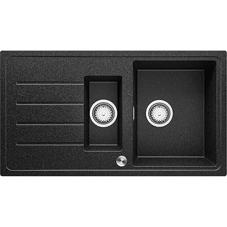 Lavello Cucina In Granito Nero 45x44 Cm - 1 Vasca Con Sifone E Set Drenaggio - Foto 8