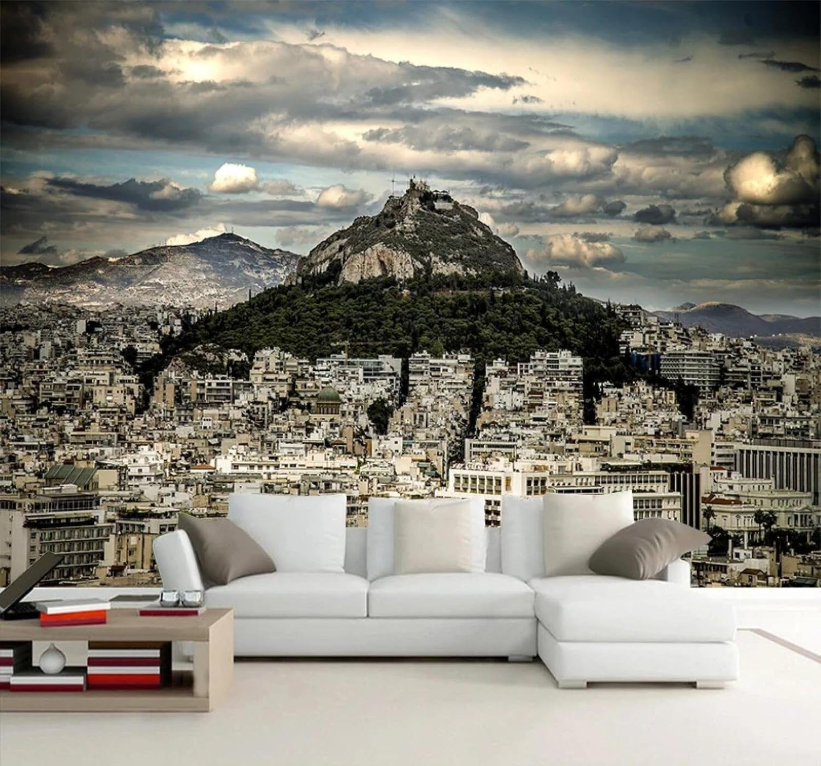 XLMING Large Three Dimensional Mountain Peaks Urban Architecture Landscapes 3D Wallpaper Silky Texture Home Study Office Grey Dining Room Sofa Bedroom Living Room TV Backdrop-250cm×170cm