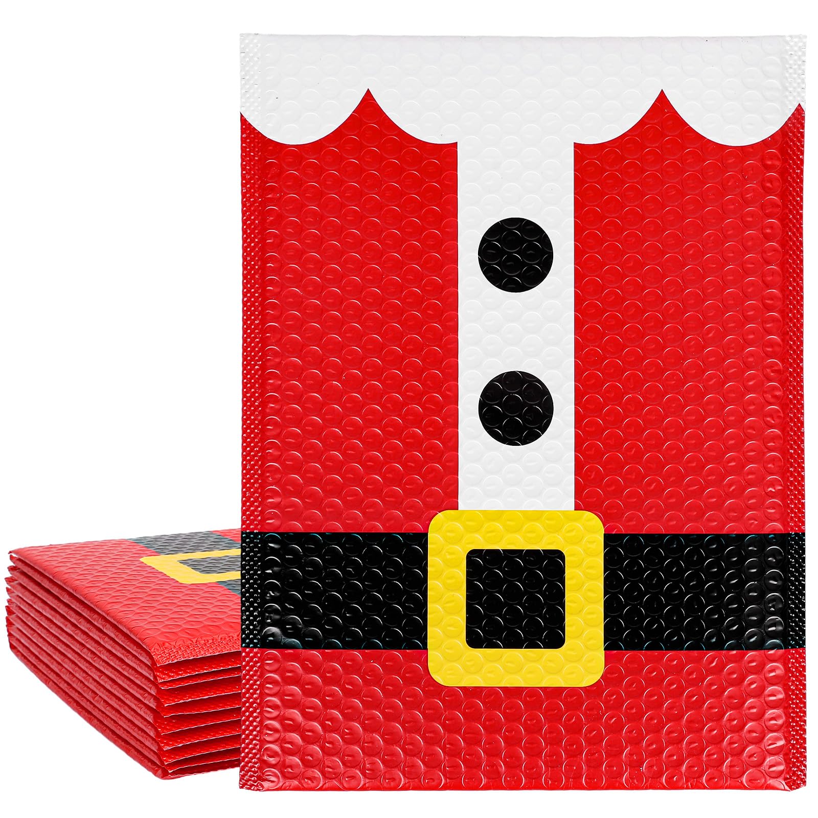 JarThenaAMCS 10Pcs 10 x 13in Christmas Poly Bubble Mailers Classic Santa Claus Design Packing Bag with Self-Sealing Gift Wrap Envelope for Xmas Small