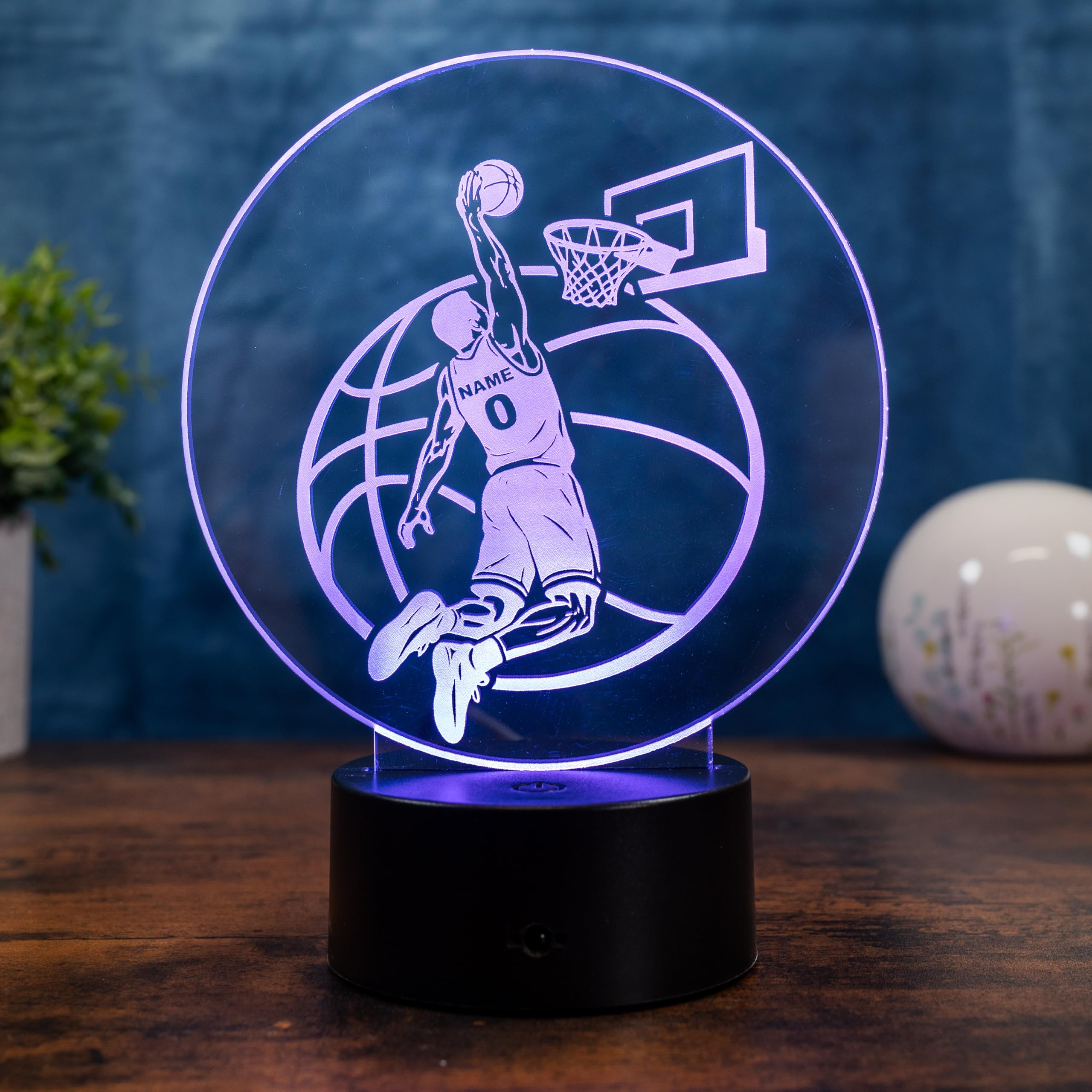 Personalisierte Basketball Lampe mit Name & Nummer – LED Nachtlicht Kinder Geschenk, Basketball Spieler Deko, Sport Geschenkidee Junge, 16 Farben dimmbar