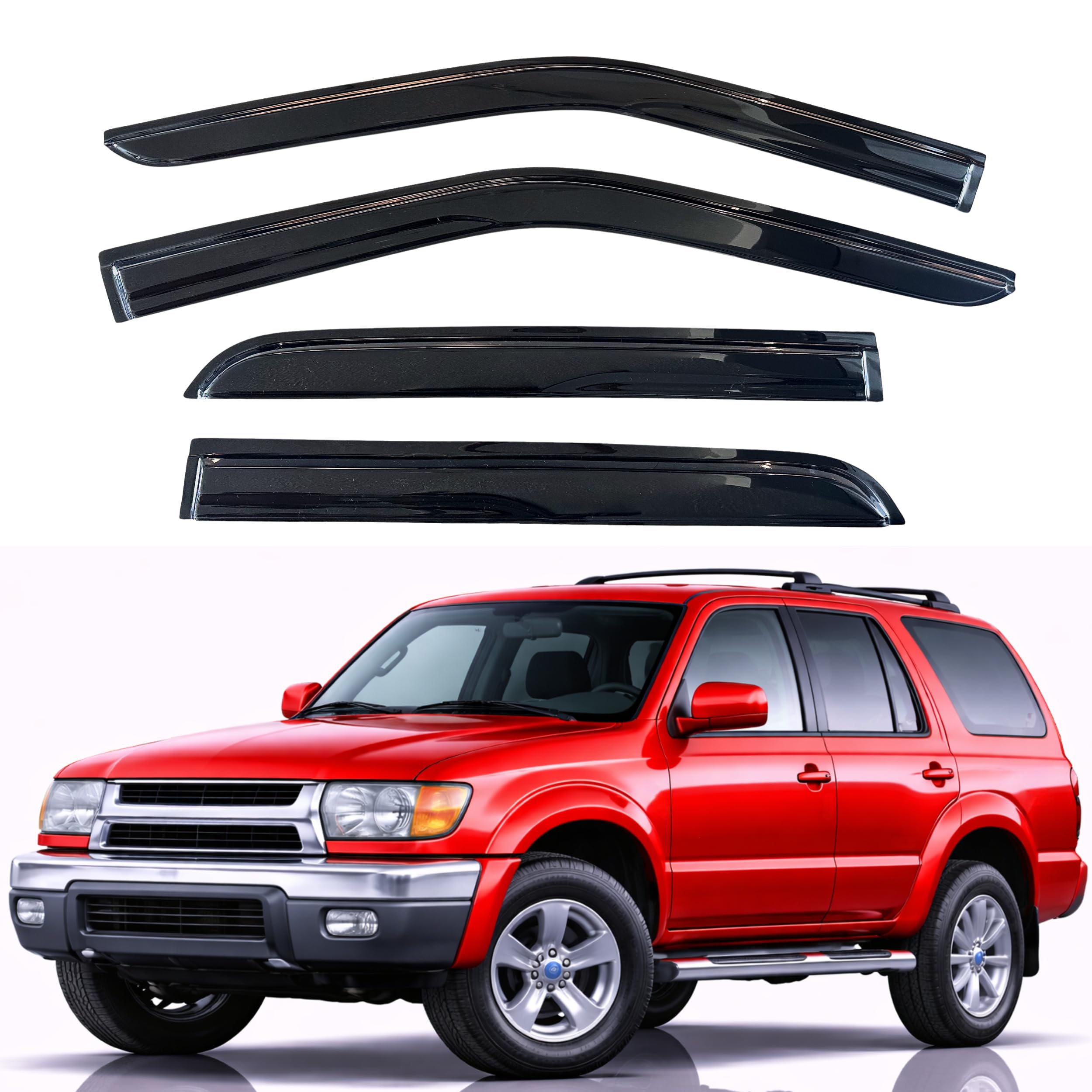 KPY Rain Guards Fit for 1996-2002 Toyota 4Runner, Out-Channel Window Visors Vent Wind Deflectors 4PC, Car Accessories for 96-02 4Runner