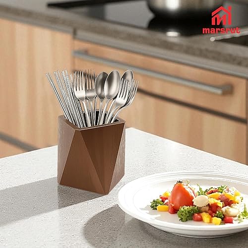 Miniatura 5 de Portalápices de madera, accesorios para lápices de madera, lindo organizador de tazas geométricas prismáticas, nogal negro, multifuncional para