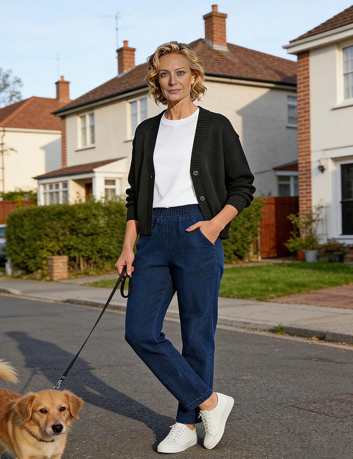 Soojun Women's Elastic Waist Jeans Stretch Pull On Pants - Image 6