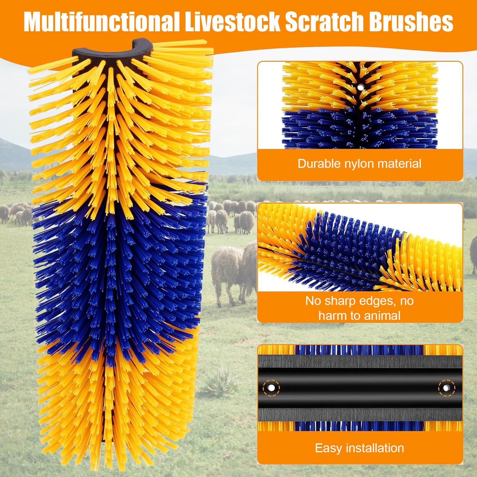 Vieh Lot de 2 brosses à gratter semi-circulaires efficaces pour chevaux et vaches - Gratte-dos pour chevaux et vaches - Idéal pour le toilettage des animaux - Brosse à gratter cheval et vache