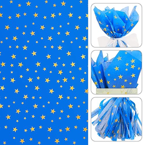 Miniatura 7 de Hi Sasara 60 hojas de papel de seda de estrellas moradas, papel de seda de estrella púrpura para bolsas de regalo, papel de regalo morado para