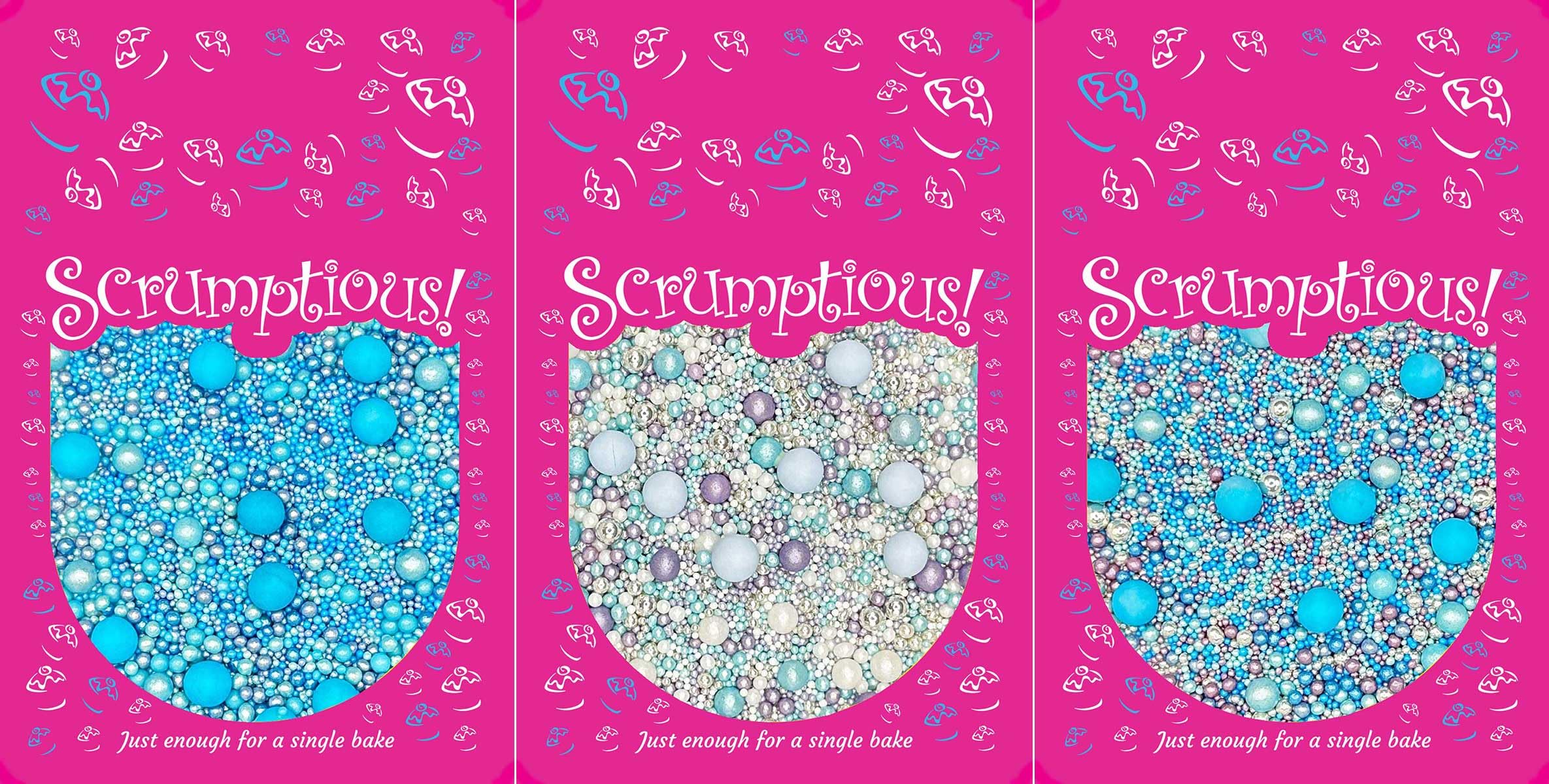 Scrumptious! - Bundle - Pearls Mix Blues Edible Cake Topper Sprinkles Cupcake Decorations - 1x30g Twinkle Ice, 1x30g Blues, 1x30g Twinkle Mermaid