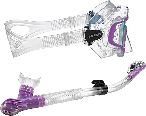 Miniatura 3 de Phantom Aquatics Rapido Boutique Collection Clareza - Juego de máscara de lente de vidrio templado con tres ventanas, con bolsa de transporte