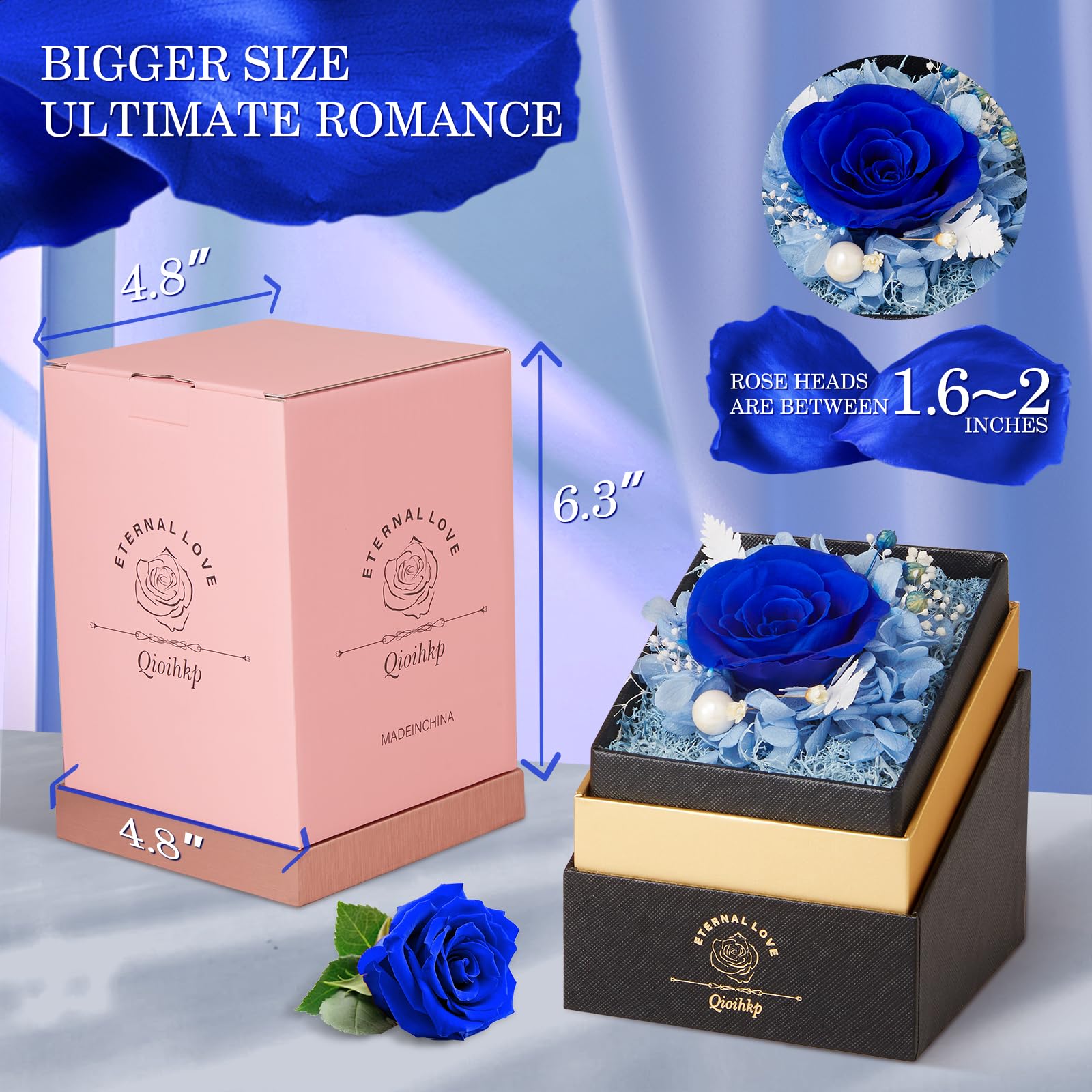 Konservierte Blaue Rose In Geschenkbox – Ewige Rose Als Geschenk Für Mama, Freundin & Frauen
