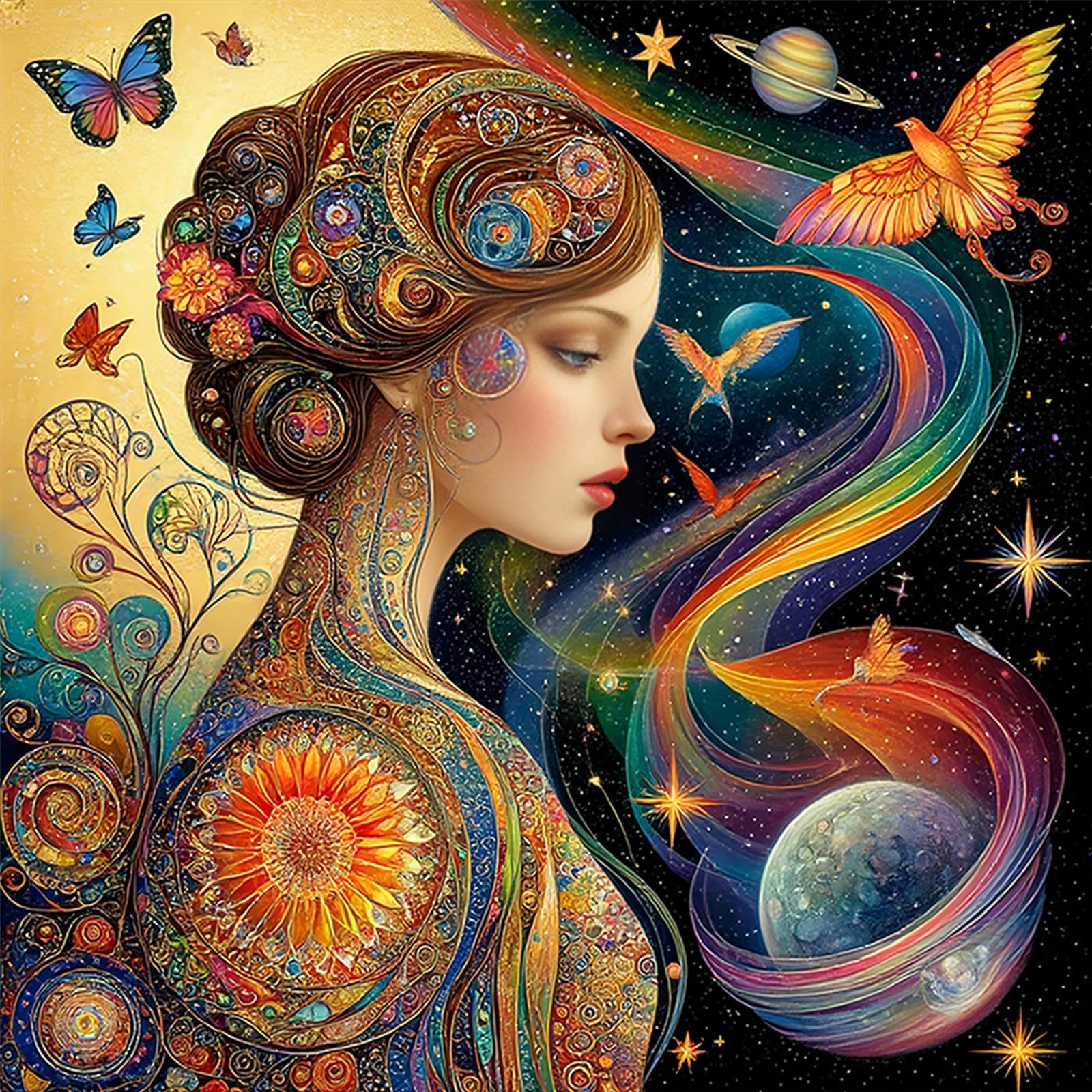 POETRYDRAW Dreamy Beauty-C Full DIY 5D Round Drill Diamond Art Painting Kits for Adults/Beginners Gift Idea Home Wall Decor Diamond Art Paintings Picture Arts Craft 40x40cm (Beauty-2)