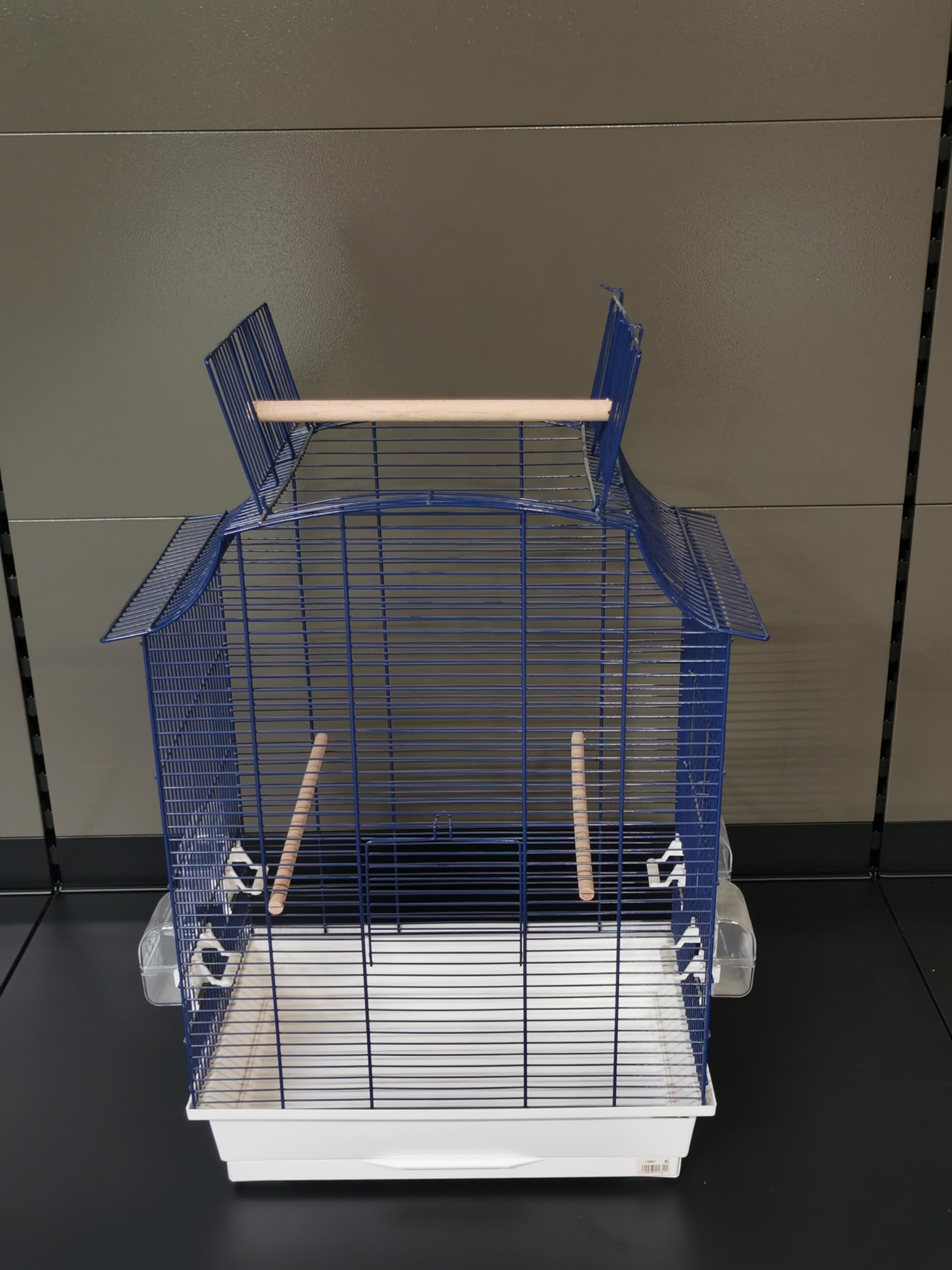 Flamingo Vogelkäfig – Voliere Vögel – Sittichkäfig Solor Sky Blau/Weiß Haus – 49×31×65 cm – 4 Näpfe, 3 Sitzstangen, Dachöffnung, Kunststoff-Schublade, EU-Herstellung