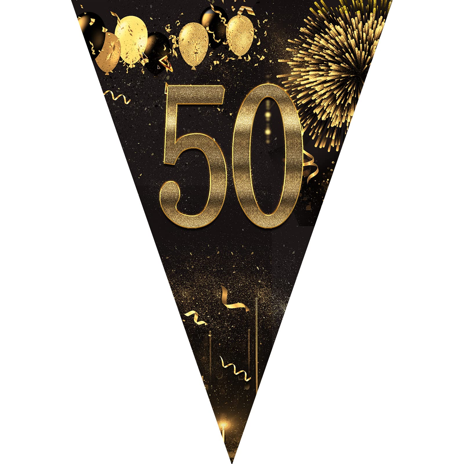 40 Stück Marineblaue Wimpelkette Zum 50. Geburtstag – Mit Goldener Glitzer-50, Je 2,5 M Lang, Für Partydekoration Drinnen & Draußen