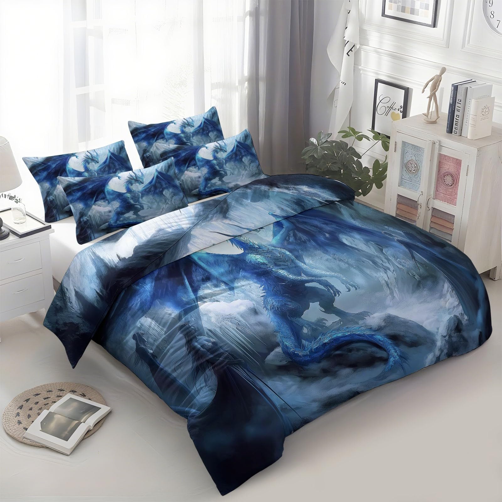 Ensemble de literie dinosaure 160x200 anti-plis et facile à laver pour lit enfant
