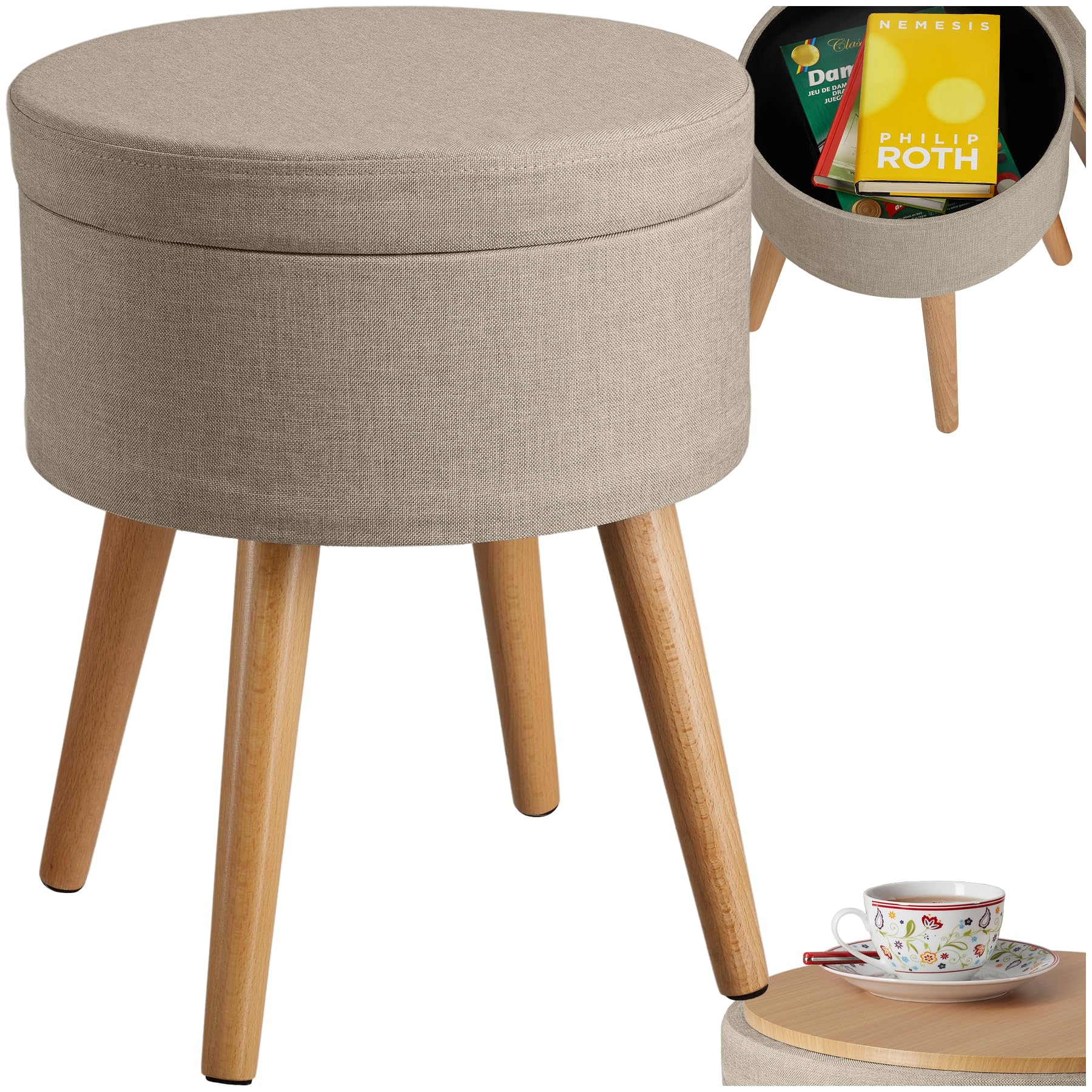 TecTake® Tabouret Repose Pied Pouf Avec Rangeent Pouf Salon Aspect