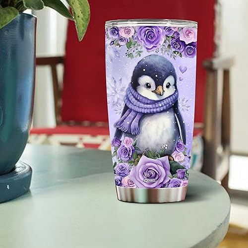 Miniatura 4 de Vaso de pingüino personalizado con nombre personalizado, botellas de agua de pingüinos, regalos para mujeres, San Valentín, cumpleaños, Navidad,