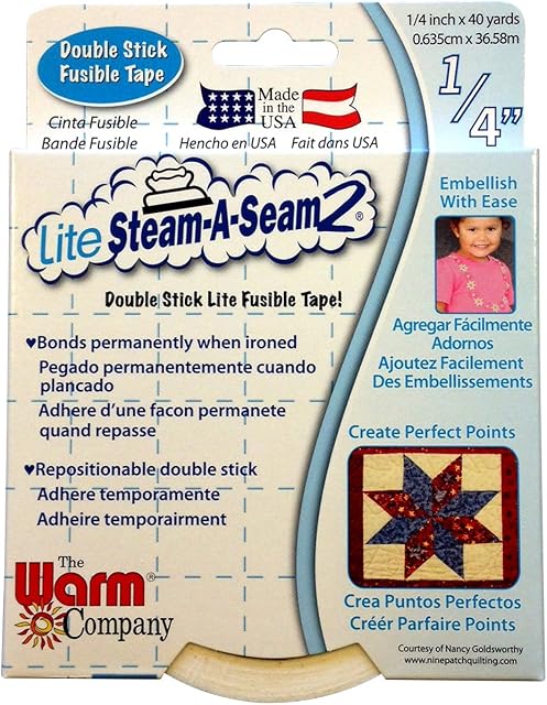 Warm Company Lite Steam-A-Seam Double Stick Fusible Web, Multicolored, 1.49 x 12.19 x 15.87 cm