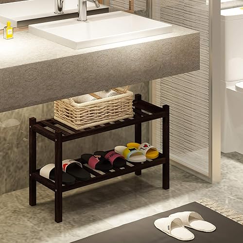 Miniatura 5 de Interbuild - Zapatero apilable de madera maciza de acacia 2 niveles