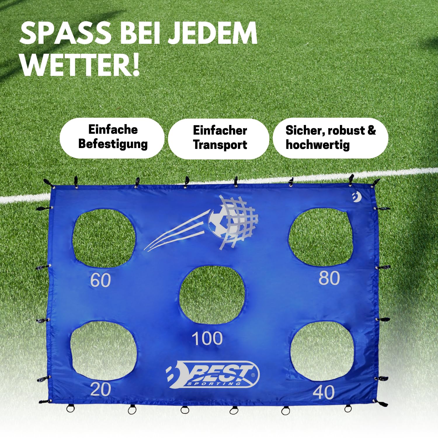 Best Sporting Torwand mit 5 Schusslöchern I Torschusswand 213 x 152 cm Passend für Fußballtore mit 240 x 170 cm I Fußball-Trainingswand I Outdoor-Torwand