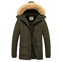 WenVen Giubbotto Spesso Antivento Coat Hood Warm Windproof Overcoat Work Winter Esterno Cappotto da Esterno Uomo Verde Militare M