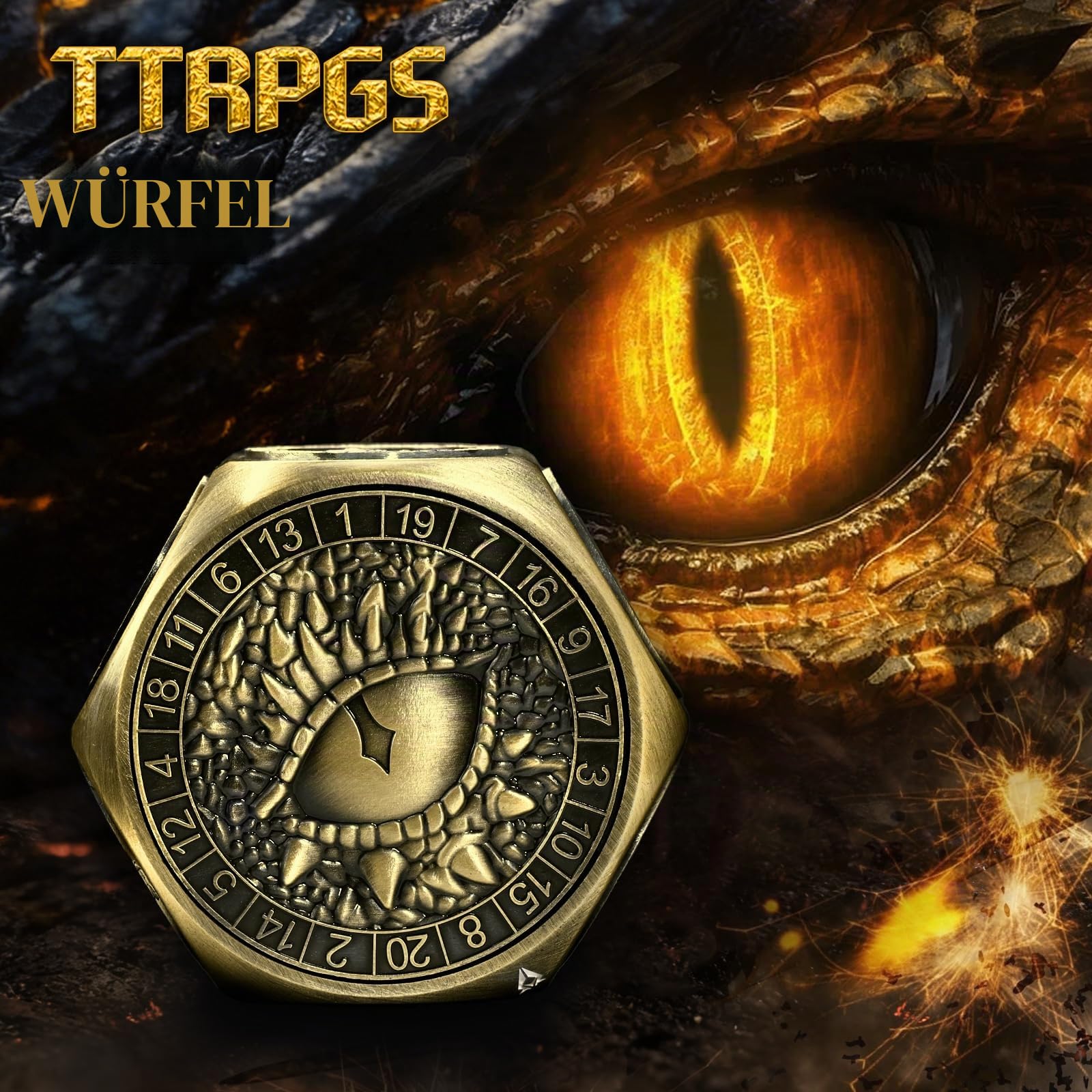 ZHOORQI 8-in-1 DND Würfel Set, Metall-Spinner-Würfel mit Zwei D20, 3D-Monster und leichtgängigem Drehmechanismus – Ideal für Rollenspiele, D and D(Dungeons and Dragons) Dice Geschenk(Black Bronze)