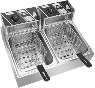 Modern India Kitchenware 12 Litre Double Electric Deep Fryer, Stainless Steel Commercial Kitchen Appliance with Temperatur... Price In India
