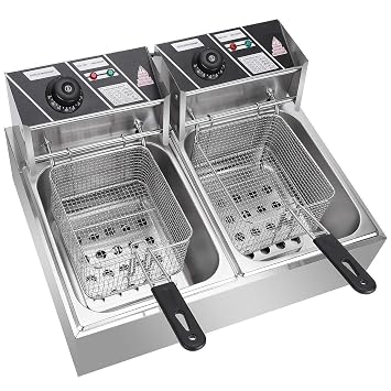 Electric Deep Fryer Double Tank 12L | Stainless Steel | Commercial Frying Machine for Restaurant Kitchen
