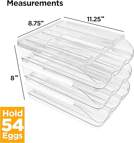 Miniatura 8 de Soporte transparente para huevos para refrigerador, contenedor apilable para huevos, plástico resistente, almacenamiento de 18 huevos, fácil de