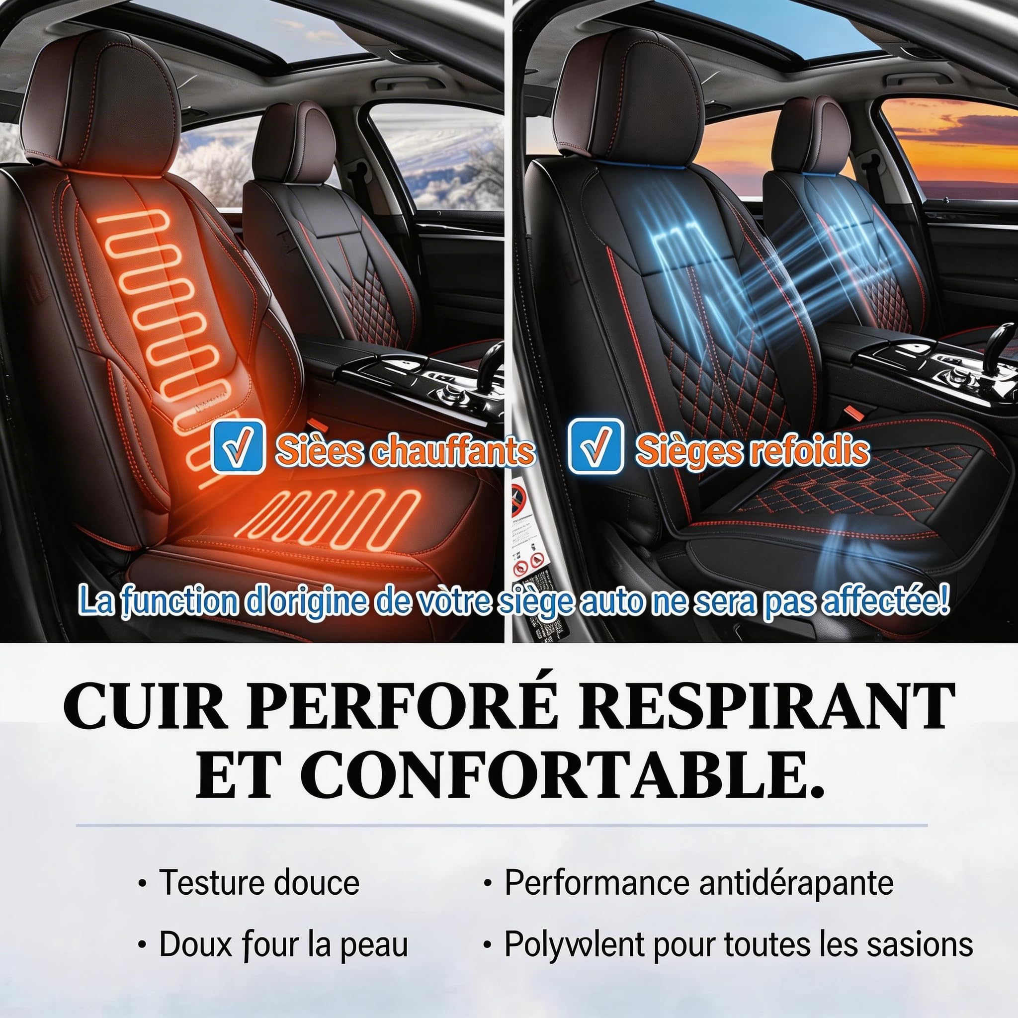 Ensemble Complet de Housses de siège de Voiture Housses de siège arrière, imperméables, résistantes à l'usure, pour Kia Ceed Optima Picanto -2015 Proceed Sorento Soul Sportage