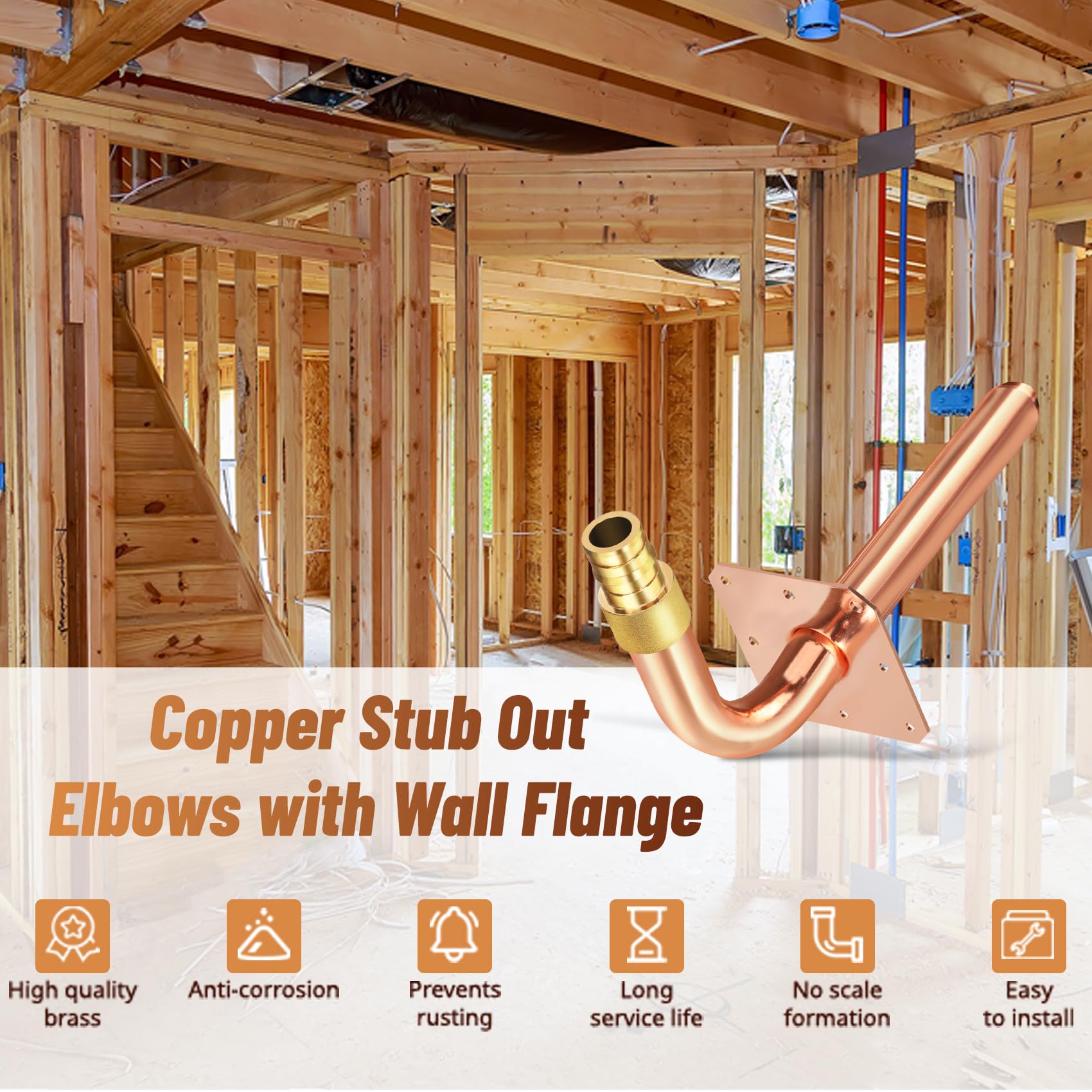 Codo de cobre de crimpado con brida de pared (6 ''(F1960))