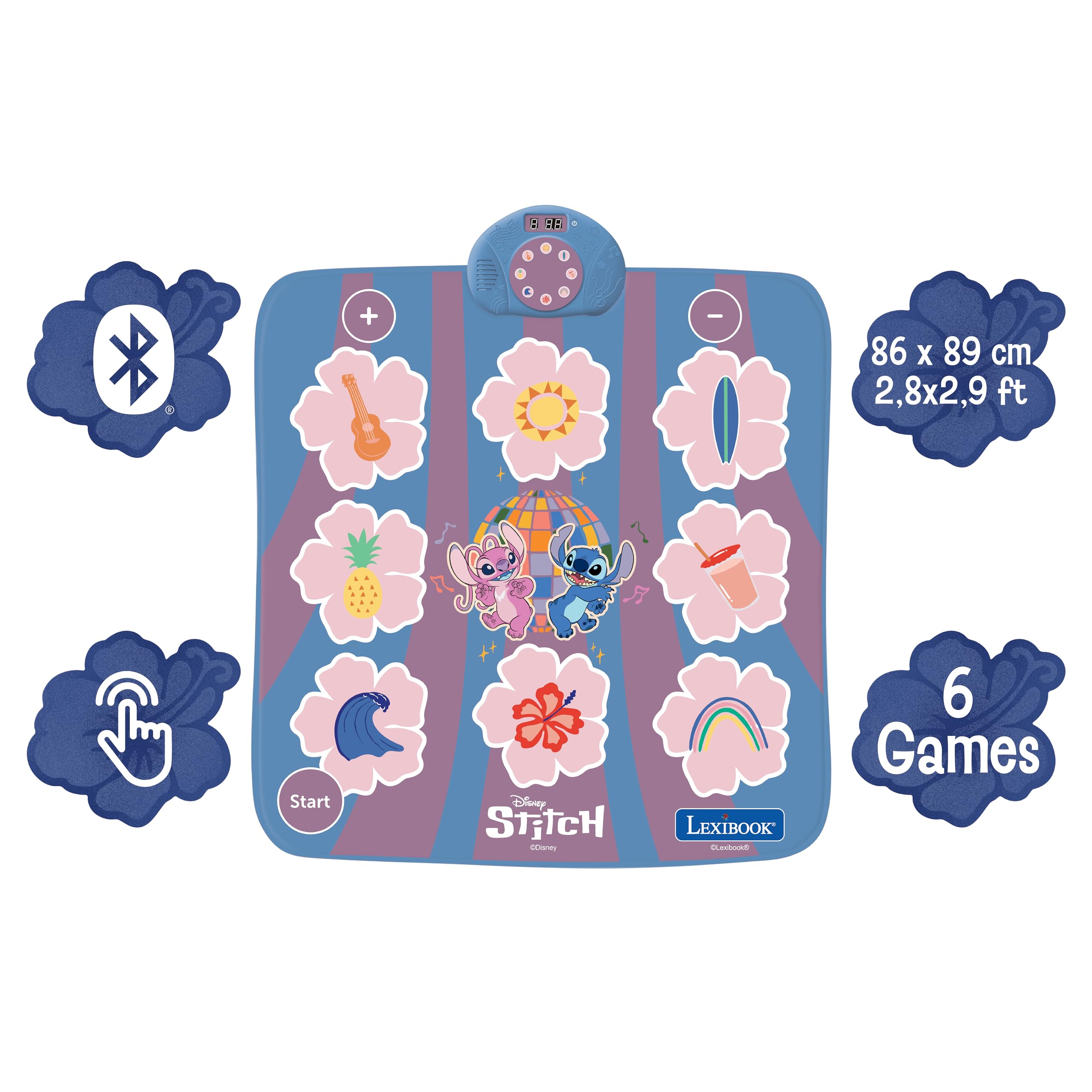 LEXIBOOK, Disney Stitch, Stitch Electronic Dance Mat, Bluetooth and Light-Up with 6 Game Modes, Pink, DM10D - Image 2