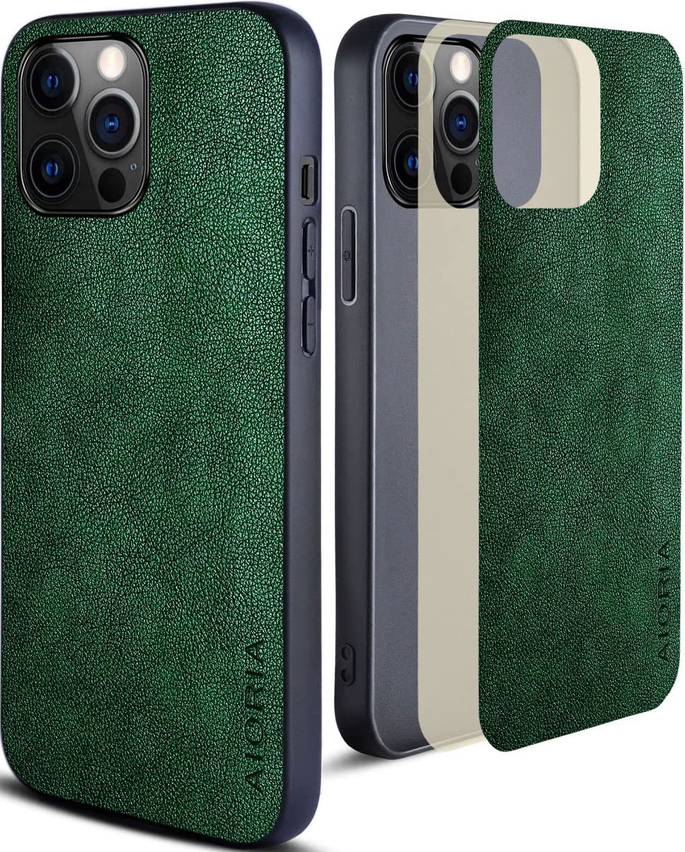 Coque cuir iPhone 14 Pro vert résistant aux chutes et rayures - 8