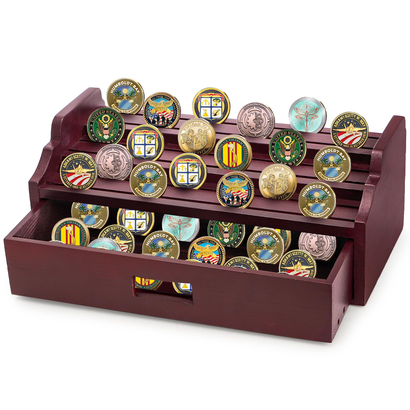 Amazon.com: ZOOFOX Challenge Coin Display Holder, 12 Row Wood Military ...