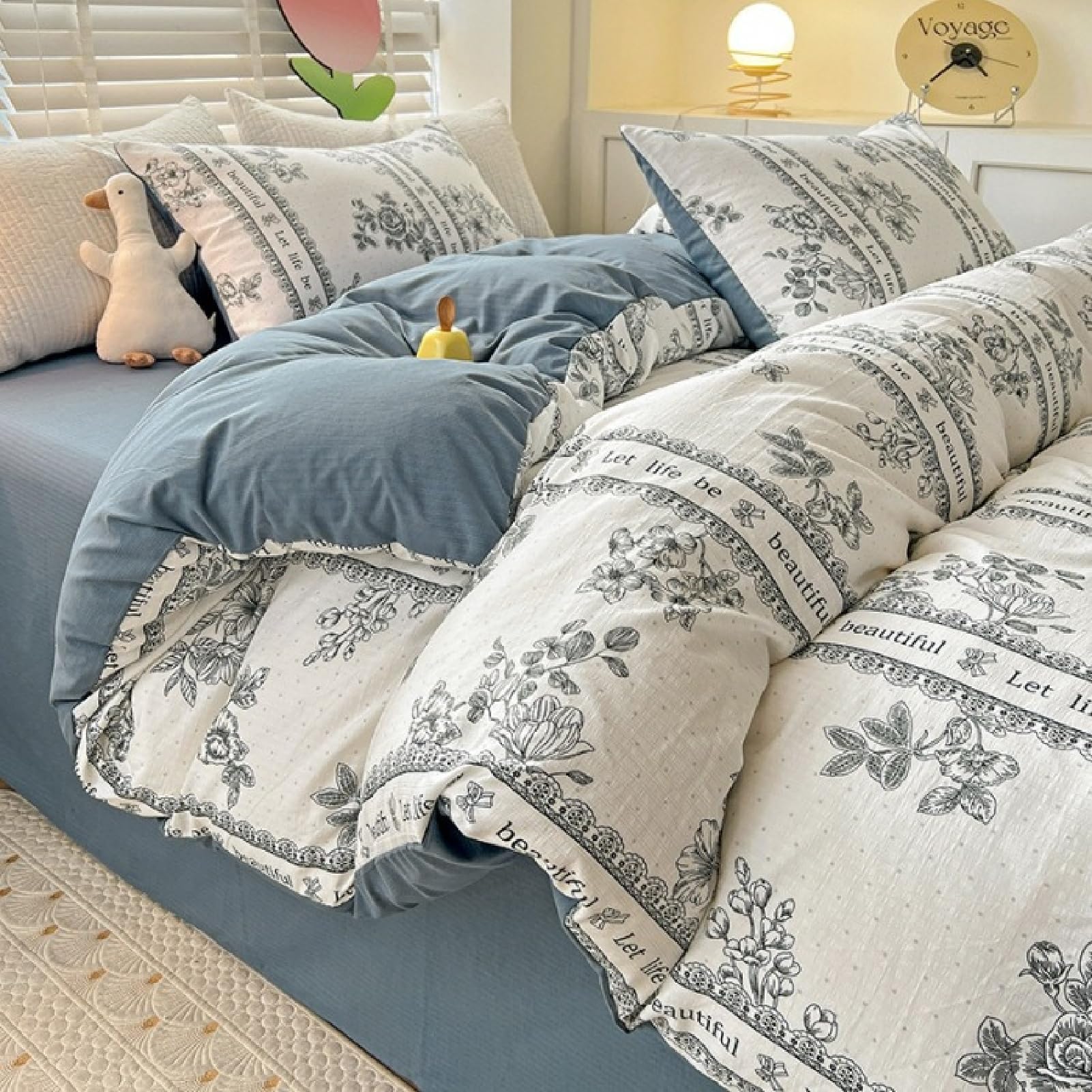 Housse de couette parure de lit pour lit simple 1.2M ambiance cocooning