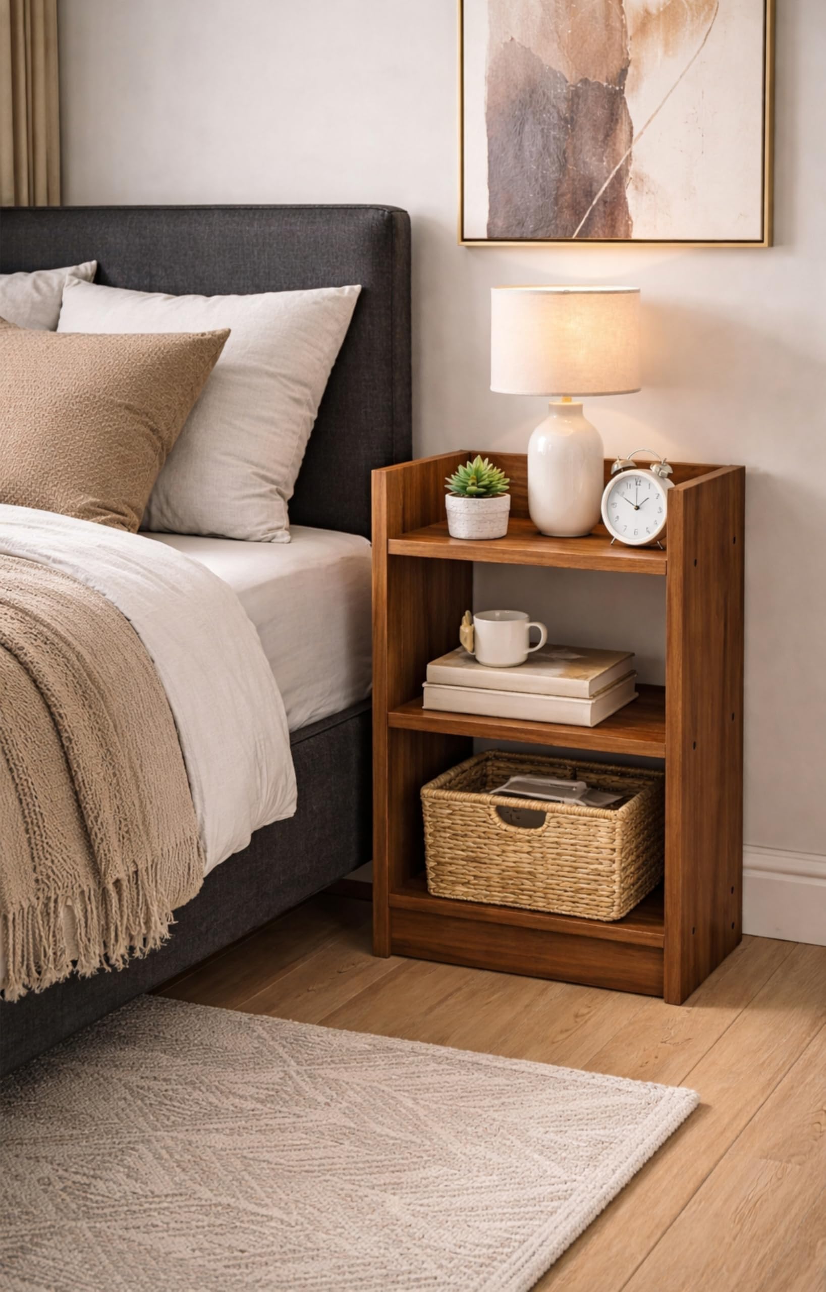 Enigmatic Woodworks Wooden Book Shelf for Home Library Book Stand Rack for Kids Self Organizer Storage for Living & Study Room (Walnut, 3 Tier)-image-5