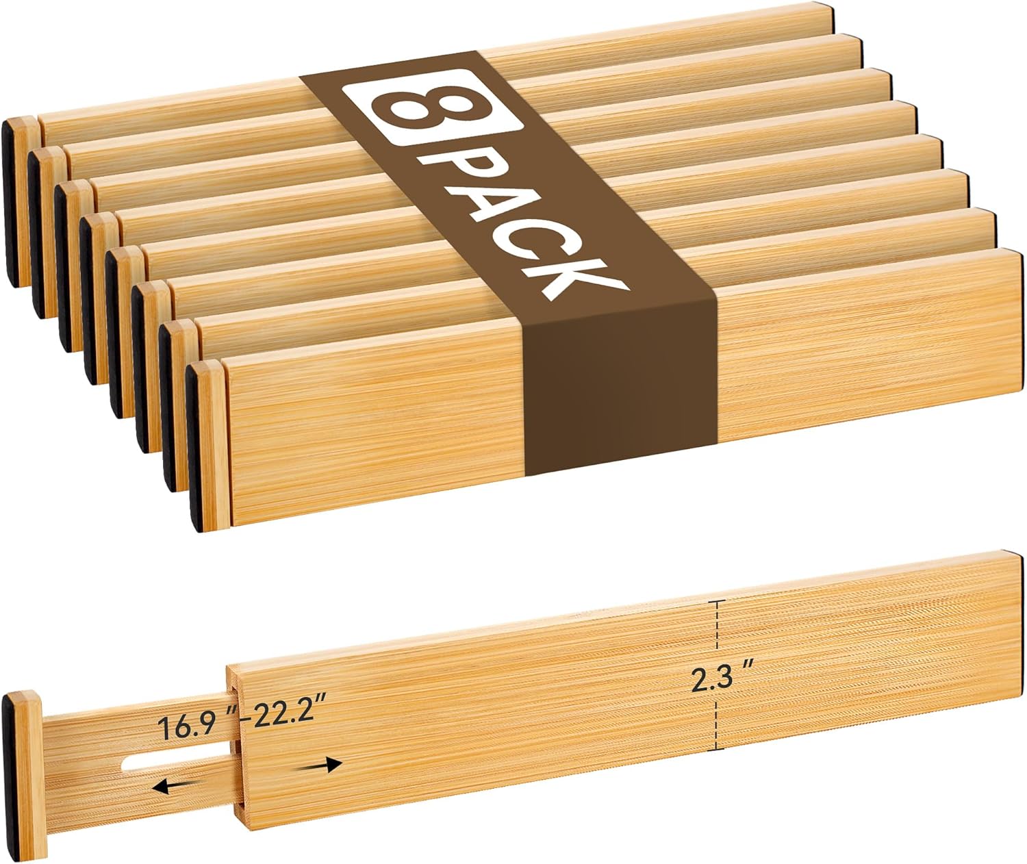 Adjustable Bamboo Drawer Divider Set of 8 for Organized Storage
