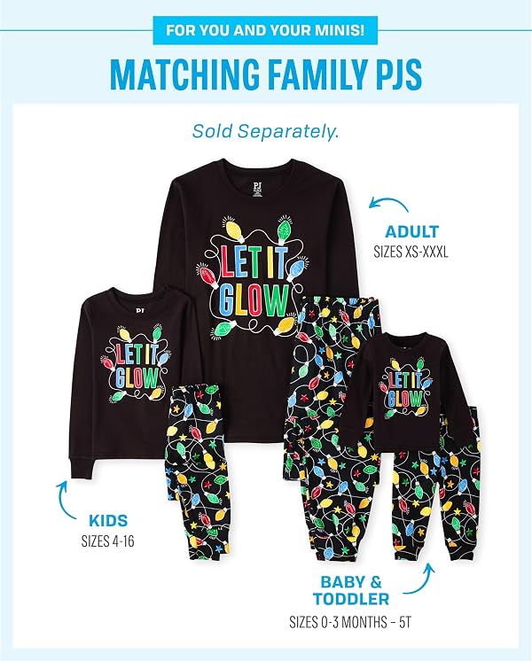 The Children's Place baby girls Family Matching Christmas Holiday Sets, Snug Fit 100% Cotton, Adult, Big Kid, Toddler, Pajama Set, Let It Glow, 2T US by The Children's Place - Used condition - Image 3