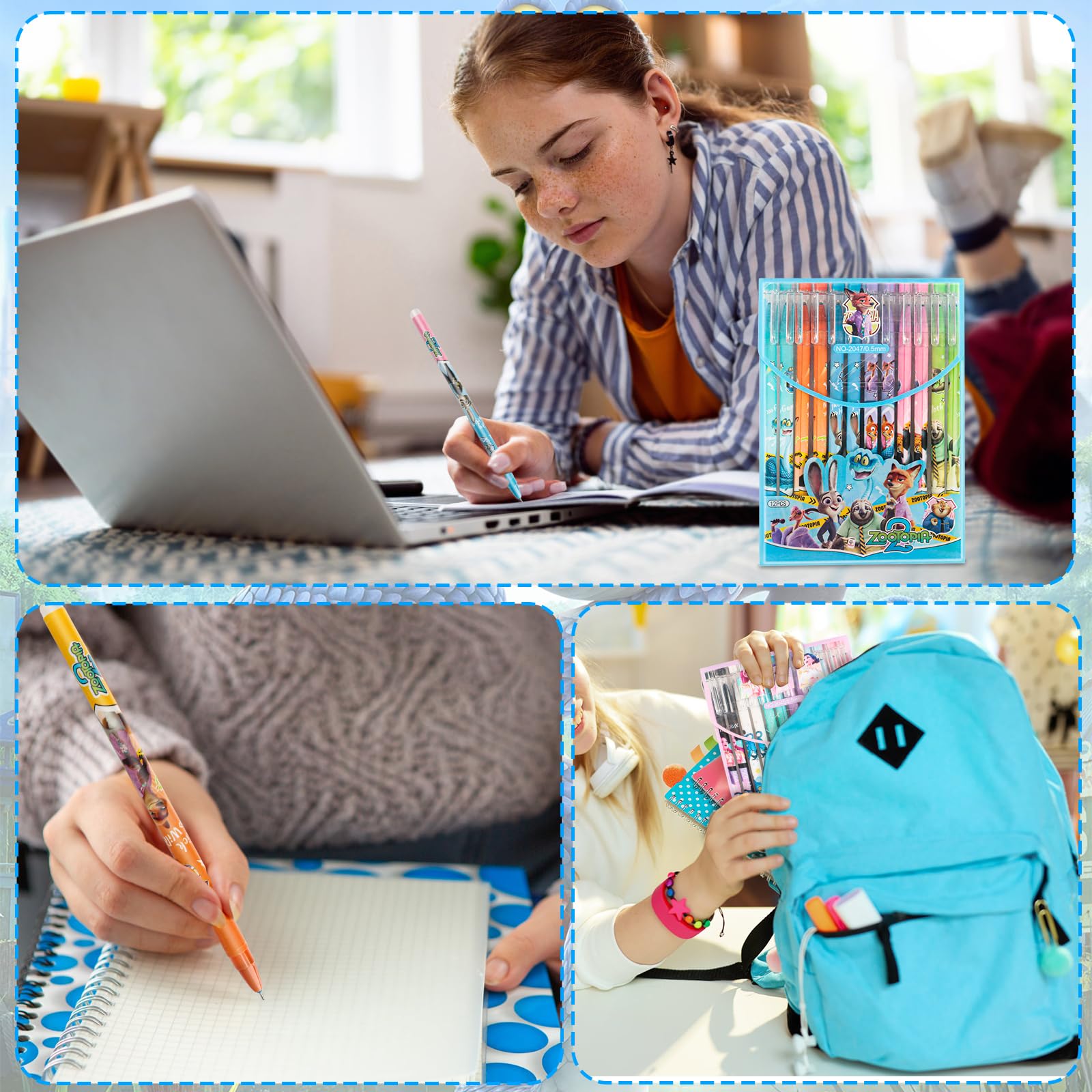 Kpop Stylos effaçables, stylos à bille rétractables Cartoon, 12 stylos à bille 0,5 mm pour enfants, set de papeterie Anime, pour les écoles, les bureaux, les récompenses, les cadeaux