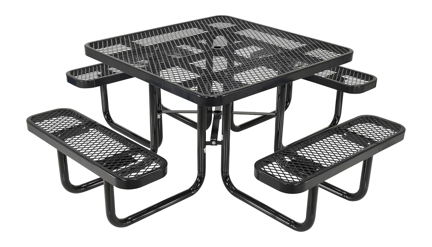 Vestil PT-MX-ST-46-BK Picnic Table Exp Metal, Square Top, 46x46 inch, 4646, Black