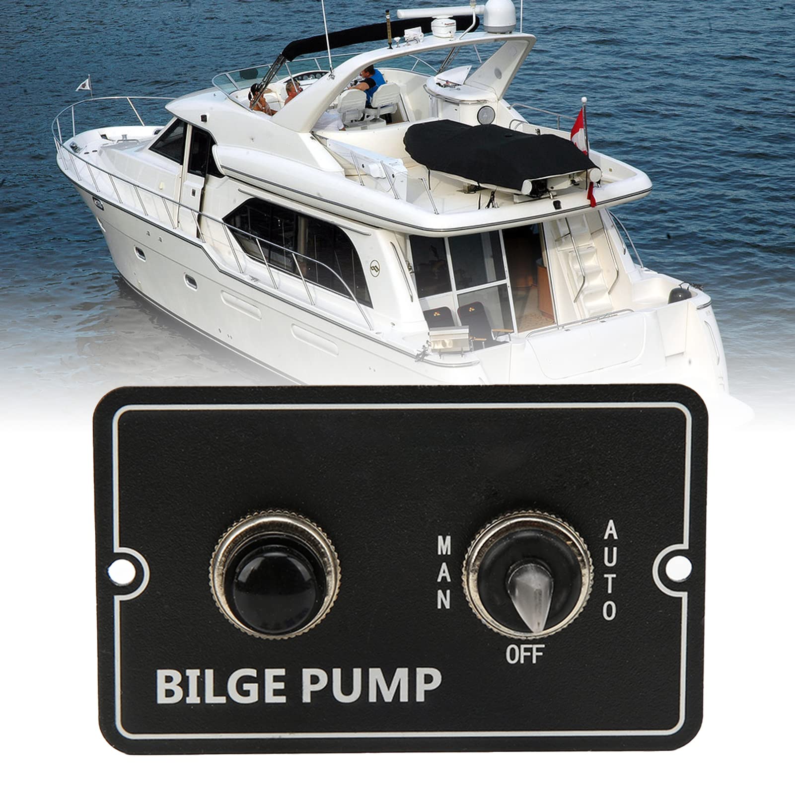 Interruptor de bomba de achique de aluminio, 15 A, indicador LED para barco marino, 12 V, 24 V