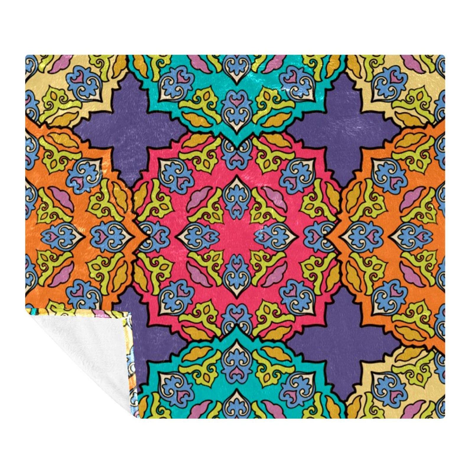Couverture douce mandala pour vos soirées cocooning sur le canapé ou en voyage