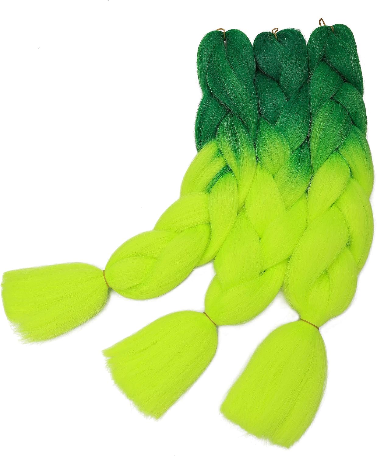 Jumbo Braiding Hair 24 inch Ombre Braid Hair Extensions Jumbo Box Braids Crochet Hair Long Rainbow Colorful for Women Kids DIY High Temperature Synthetic Fiber 5 Bundles Dark Green to Chartreuse - Image 4