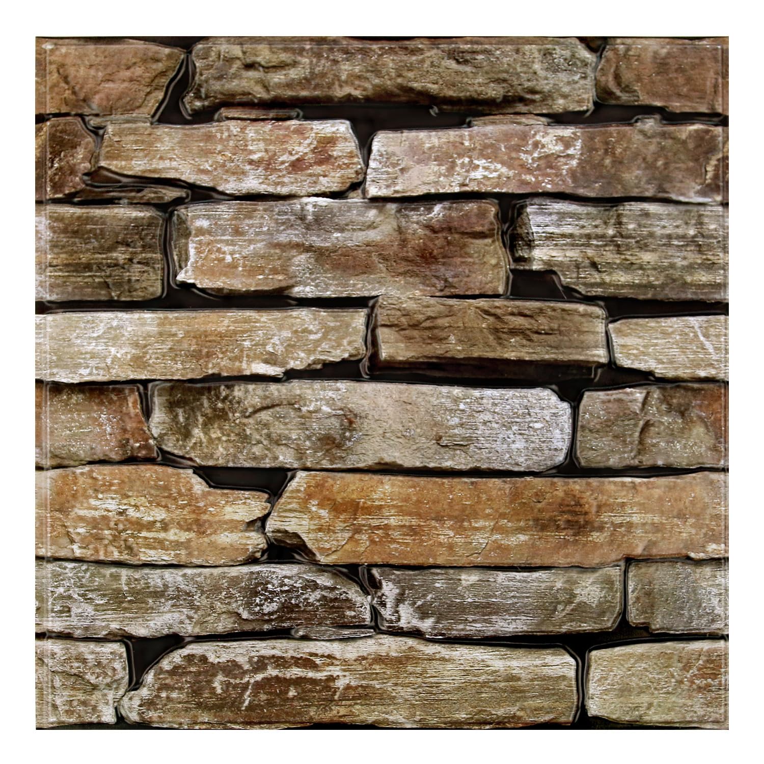 Commomy 10pcs Faux Stone 3D Wall Panels - 11.8" x 11.8"Self Adhesive Wall Tiles Lightweight Thin PVC Brick Stone Wallpaper for Interior Kitchen,Bedroom,Living Room,Fireplace — image 1