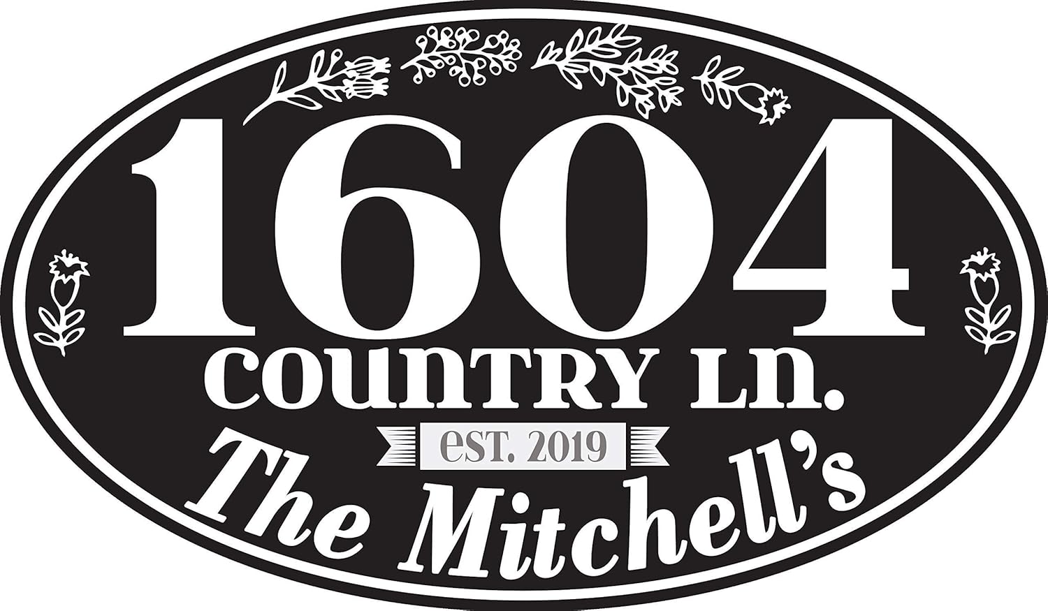 Personalized House Number Sign - Oval Shaped House Number for Outside, Customized Address Numbers Yard Plaque Sign, Great House Warming Gift for New Home, 8 x 12 or 12 x 18 Metal Outdoor Signage