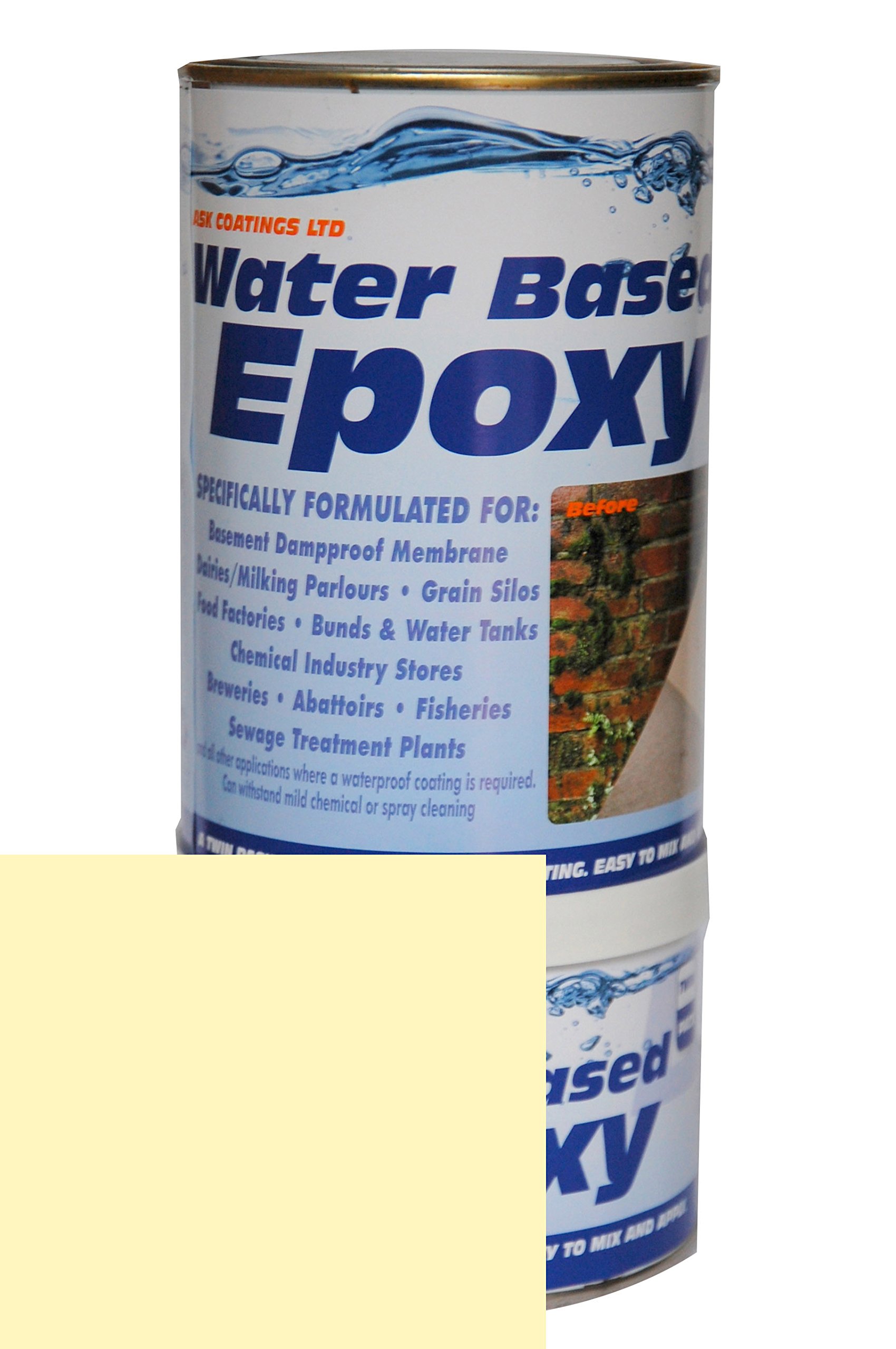 Damp Proof Epoxy Resin Water Based Paint for Garages, Walls, Basements and Tanks - 1L (Magnolia)