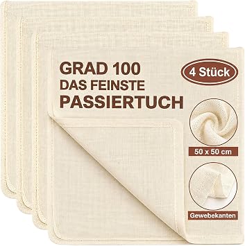 4 Pieces Reusable Filter Cloths, Muslin Cloths for Cooking