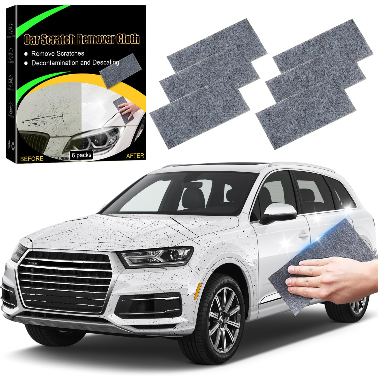 DyKay6 PCS Nano Sparkle Cleaning Cloth Car Scratch Remover, 2024 Upgrade Magic Car Scratch Repair Cloth(1Box)