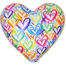 iscream + Corey Paige Designs Graffiti Hearts Heart Shaped 12" x 12" Fleece Back Microbead Pillow
