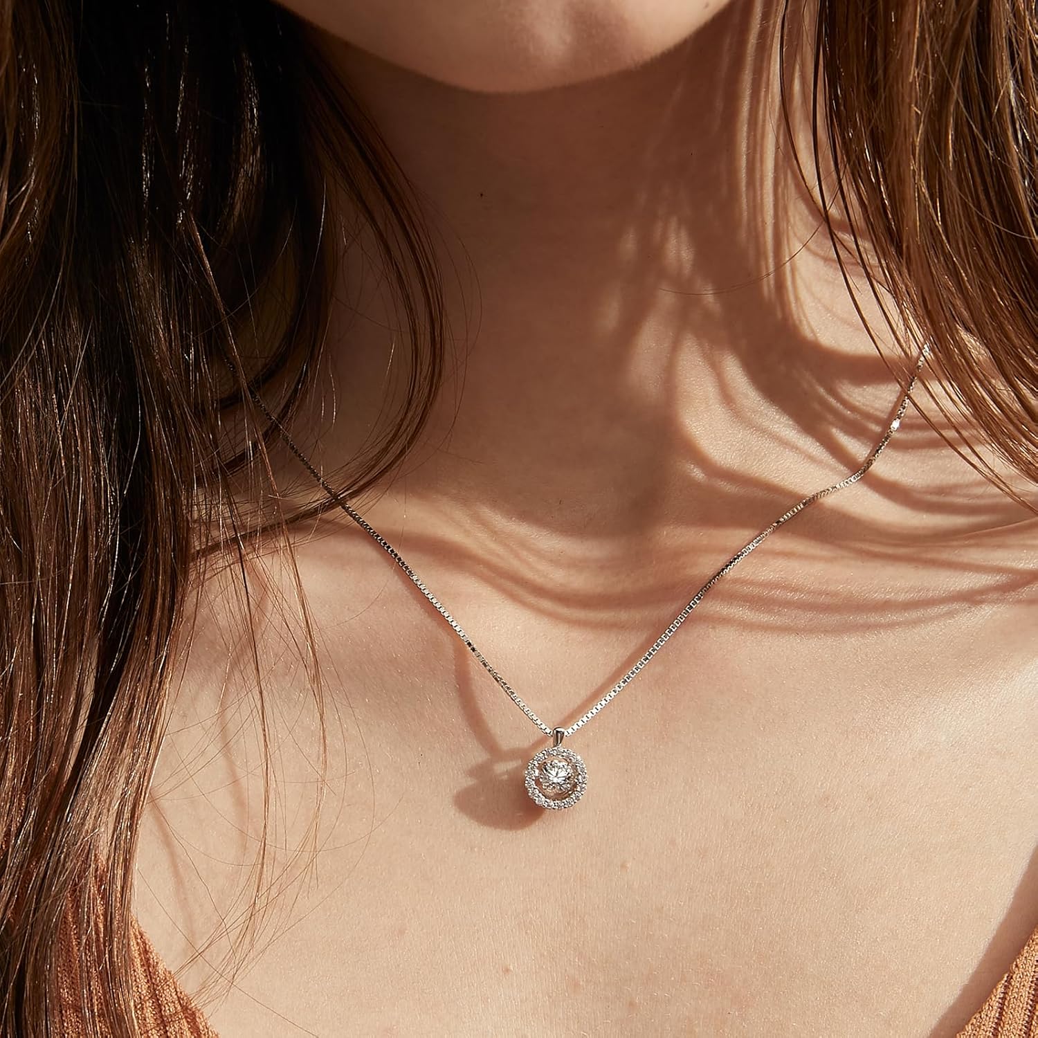 Han han 925 Sterling Silver Rose Pendant Necklace for Women with 5A+ Cubic Zirconia - Image 4