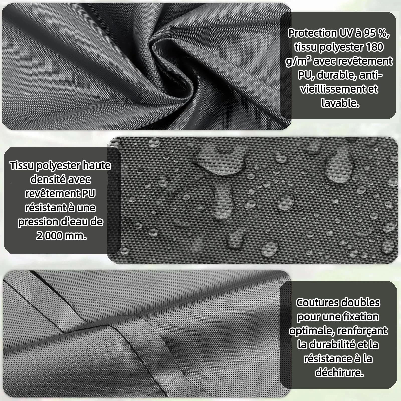 Voile d’ombrage Rectangulaire 2.8x3m Toile D'ombrage Imperméable Bâche Ombrage Polyester 95% Protection UV Solaire pour Jardin Balcon Terrasse Pergola avec Oeillets et Cordons, Gris Foncé
