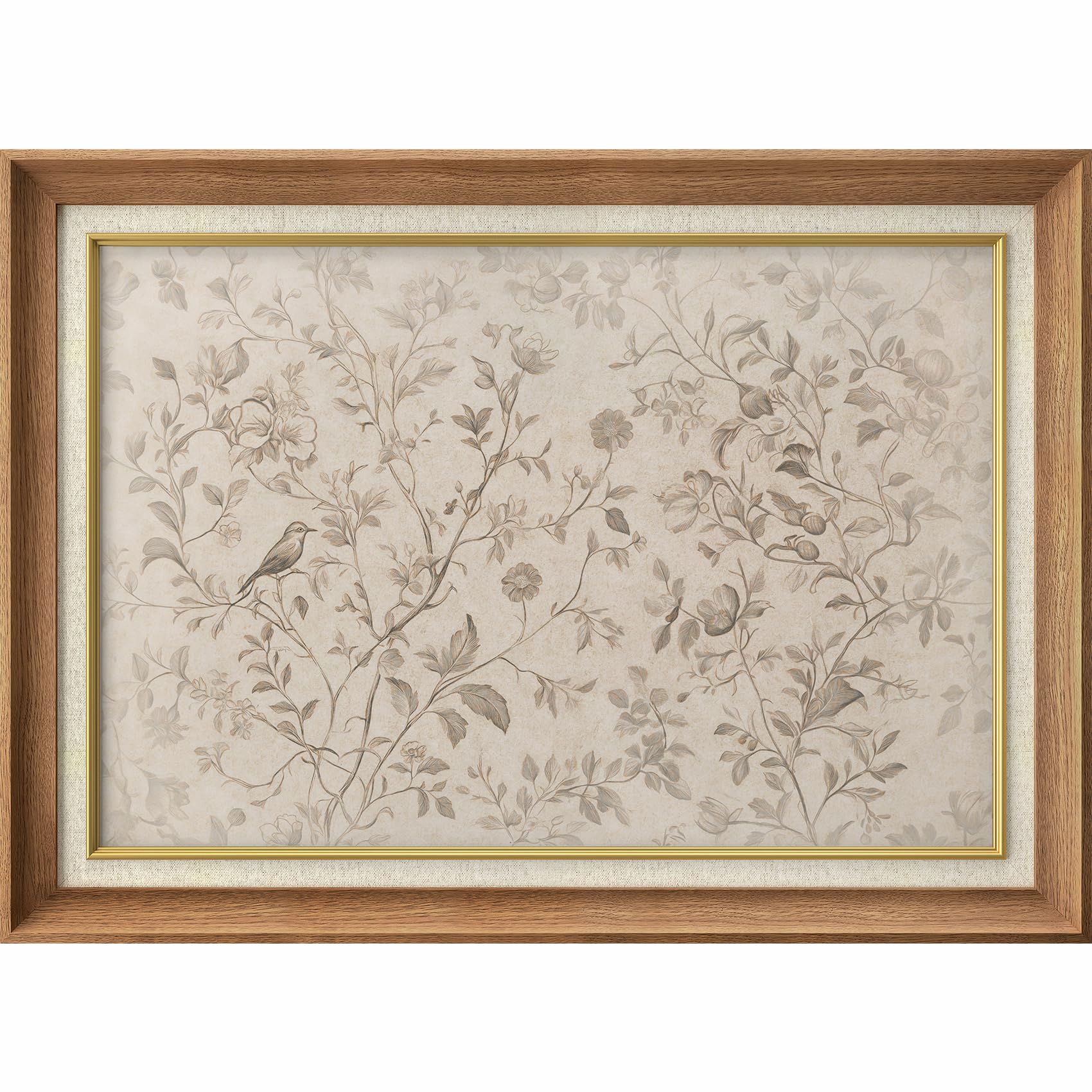 MUDECOR Premium Framed Wall Art Floral Branches with Birds Vintage Botanical Illustrations Colorful Multicolor for Living Room, Bedroom, Office - 26"